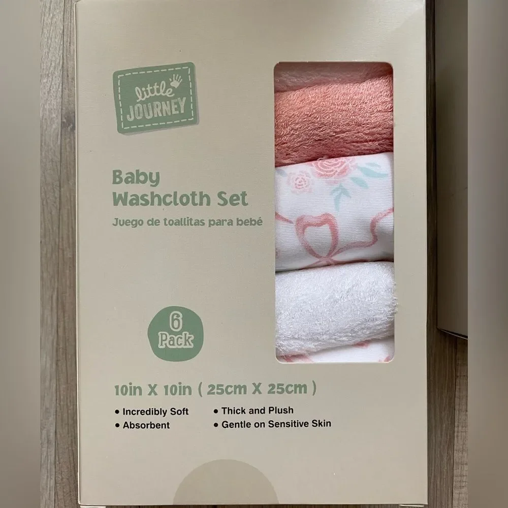 Little Journey Bamboo Baby Washcloth and Hooded Towel Set